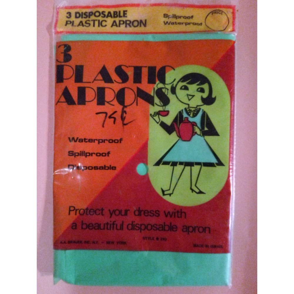 Set of 3 Vintage Disposable Plastic Aprons